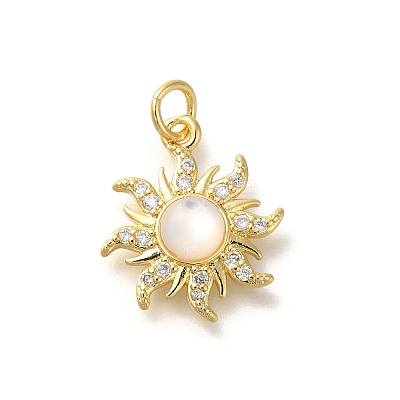 Rack Plating Brass with Cubic Zirconia Pendants KK-Z086-39G-1