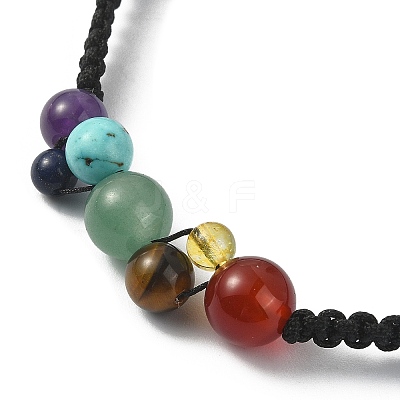 Natural & Synthetic Mixed Gemstone Braided Bead Bracelet BJEW-TA00335-1