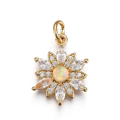 Brass Micro Pave Cubic Zirconia Pendants ZIRC-F091-02-G-1