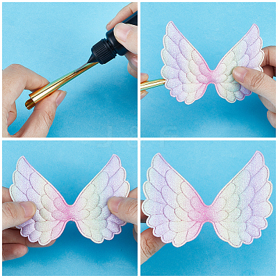 40Pcs 4 Colors Angel Wing Shape Sew on Patches Applique FIND-GF0005-44-1