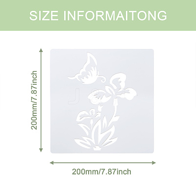 2Sets Square with Floral & Butterfly Pattern PET Drawing Stencil DIY-CW0001-12-1