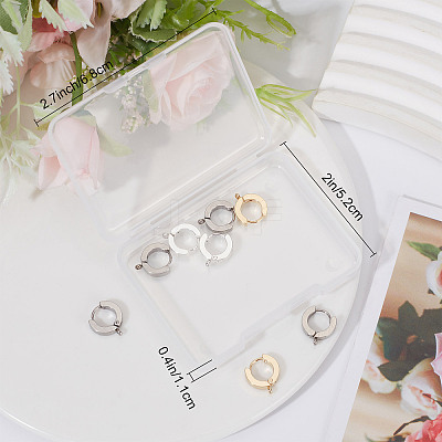 12Pcs 3 Colors 201 Stainless Steel Huggie Hoop Earrings Findings STAS-SC0004-52-1