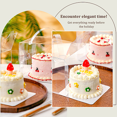 Foldable Transparent Plastic Single Cake Gift Packing Box CON-WH0084-42A-1