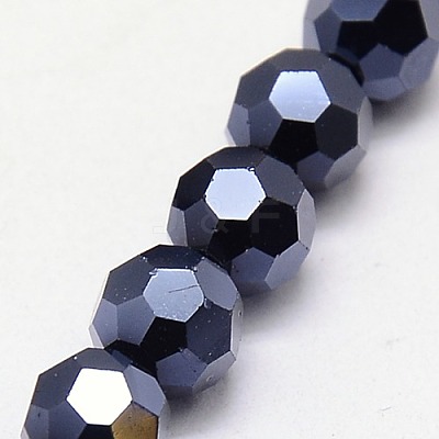 Full Plated Faceted(32 Facets) Round Electroplate Glass Strand Beads X-EGLA-J042-4mm-F01-1