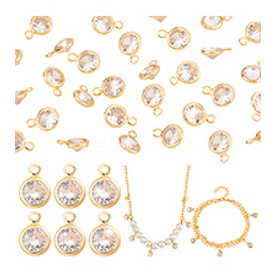 30Pcs Brass Micro Pave Cubic Zirconia Pendants KK-PH0010-12-1