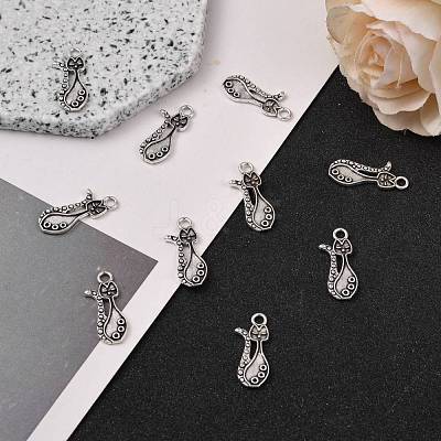 Tibetan Style Alloy Kitten Pendant Settings for Enamel X-PALLOY-A15359-AS-NF-1