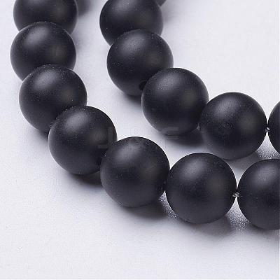 Natural Black Agate Beads Strands G-D543-8mm-1