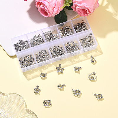 100Pcs 10 Styles Rack Plating Eco-Friendly Alloy Charms FIND-YW0008-79-1