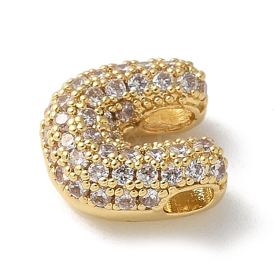 Brass Micro Pave Cubic Zirconia Beads KK-P290-61G-U-1