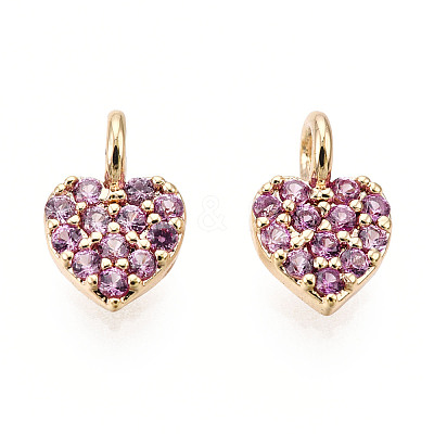 Brass Micro Pave Cubic Zirconia Charms KK-P157-14G-01B-NF-1