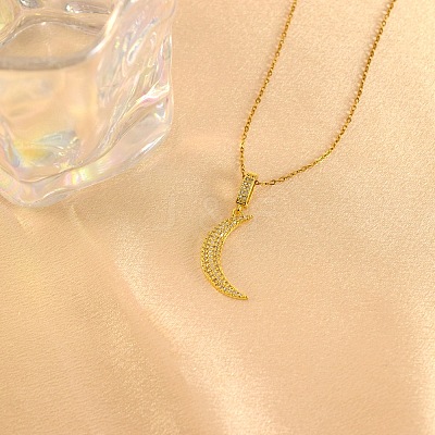 Moon Brass Micro Pave Clear Cubic Zirconia Pendant Necklaces FS-WGD2E00-01-1
