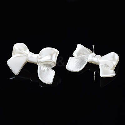Spray Painted CCB Plastic Bowknot Stud Earring Findings CCB-Q091-07A-1