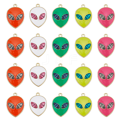 20Pcs 5 Colors Alloy Enamel Pendants ENAM-FH0001-61-1