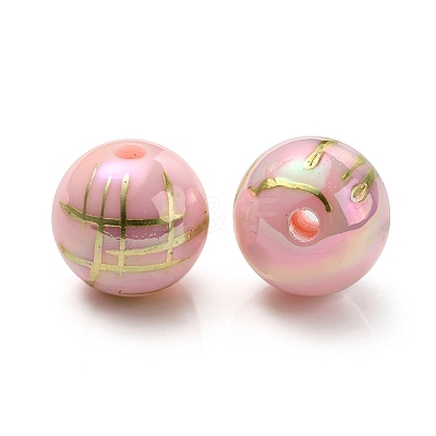 UV Plating Rainbow Iridescent Acrylic Beads PACR-E001-02D-1