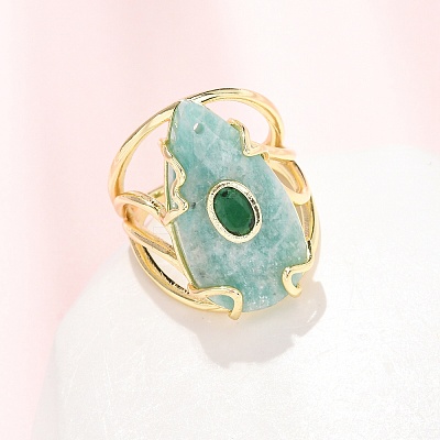 Natural Amazonite Cuff Rings GG-CBA5FCC-03G-08-1