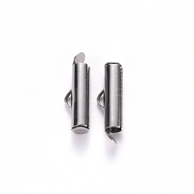 Tarnish Resistant 304 Stainless Steel Slide On End Clasp Tubes STAS-S115-01E-P-1