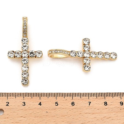 Rack Plating Alloy Pendants with Rhinestone PALLOY-Q005-02G-1