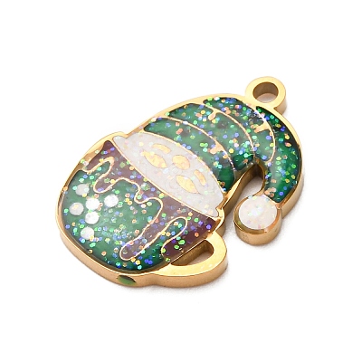 Christmas 304 Stainless Steel Enamel Pendants STAS-B112-02G-08-1