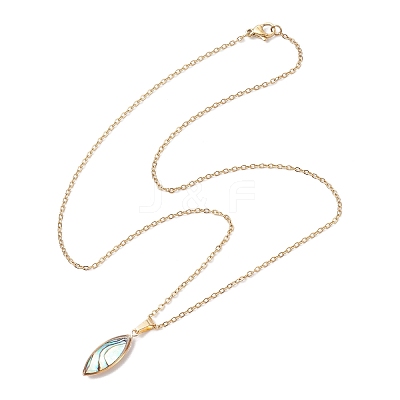 Natural Paua Shell Pendant Necklaces NJEW-JN05141-1