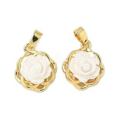 Brass Resin Pendants KK-B139-16G-02-1
