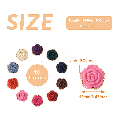 100Pcs 10 Colors Opaque Resin Flower Cabochons CRES-YS0001-06-1