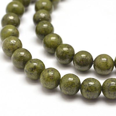 Round Natural Green Granite Beads Strands G-I125-77-8mm-1