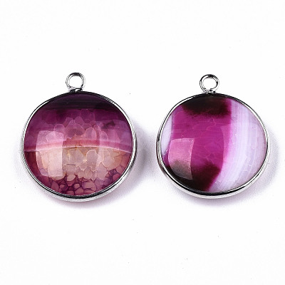 Natural Crackle Agate Pendants G-N326-87A-08-1