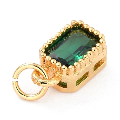 Real 18K Gold Plated Brass Inlaid Cubic Zirconia Charms X-ZIRC-L100-075G-02-1