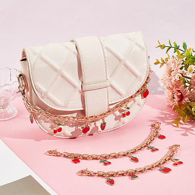 Fruit Alloy Enamel Pendant Purse Chains AJEW-AB00097-1