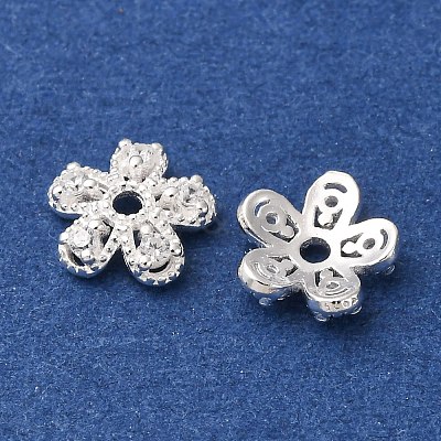 925 Sterling Silver Clear Cubic Zirconia Bead Caps STER-A047-07C-S-1