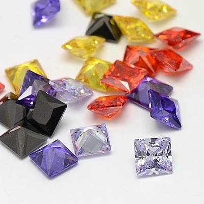 20PCS Mixed Grade A Square Shaped Cubic Zirconia Pointed Back Cabochons X-ZIRC-M004-5x5mm-1