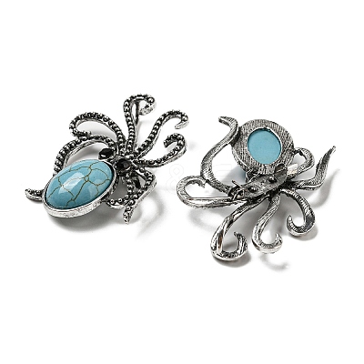 Synthetic Turquoise Octopus Brooch G-Z050-01B-1
