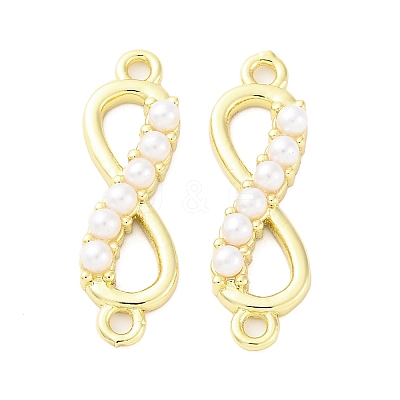 Brass & ABS Imitation Pearl Infinity Connector Charms KK-D325-03G-1