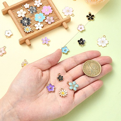 25Pcs 25 Styles Light Gold Plated Alloy Enamel Pendants ENAM-YW0004-33-1