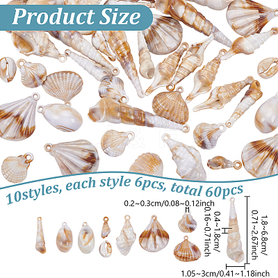 60Pcs 10 Styles Acrylic Pendants OACR-PH0004-44-1