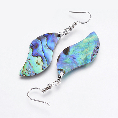 Abalone Shell/Paua Shell Dangle Earrings EJEW-F147-E06-1