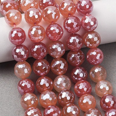 Electroplated Natural Agate Beads Strands G-B191-A07-10mm-15-1