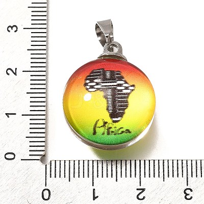 Flat Round 201 Stainless Steel Acrylic Pendants STAS-U036-01P-11-1