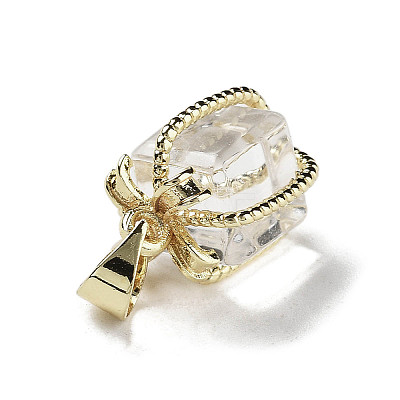 Natural Quartz Crystal Gift Box Charms G-P523-01G-06-1