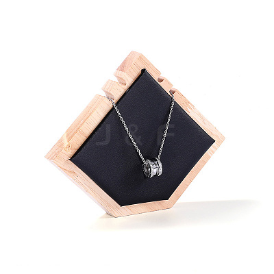 Pointed Pentagon Wood Covered with PU Leather Two Necklaces Display Stands PAAG-PW0008-005C-02-1