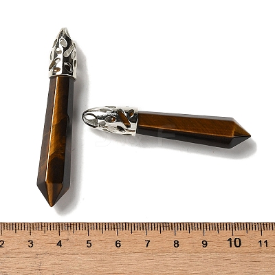 Natural Tiger Eye Pointed Big Pendants G-Z055-01P-17-1