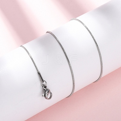 1MM 304 Stainless Steel Round Snake Chain Necklaces NJEW-T016-27P-1