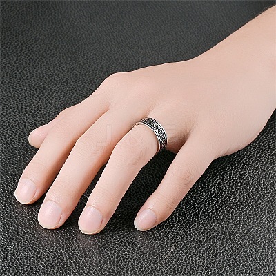 201 Stainless Steel Scale Pattern Finger Rings for Men FS-WGDD078-04-1