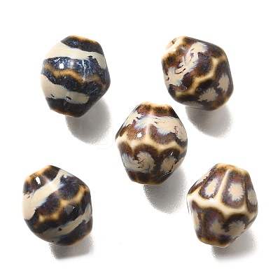 Vintage Style Glazed Ceramic Porcelain Beads PORC-H013-01-17-1