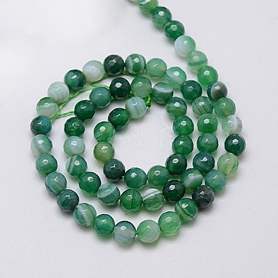 Natural Striped Agate/Banded Agate Beads Strands G-G581-6mm-12-1