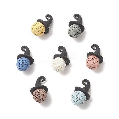 Natural Lava Rock Dyed Round Pendants PALLOY-JF02036-1