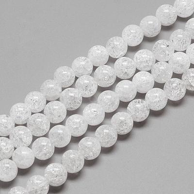 Natural Crackle Quartz Crystal Beads Strands G-R439-26-8mm-1