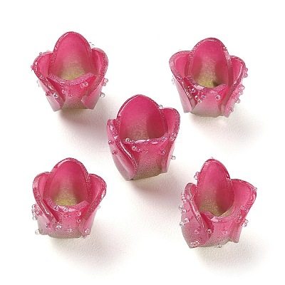 4-Petal Opaque Acrylic Bead Caps SACR-D007-07A-1
