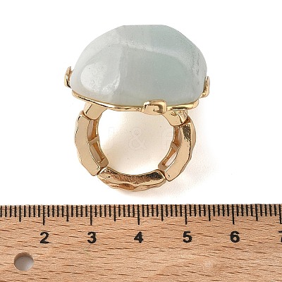 Natural Flower Amazonite & Alloy Finger Rings for Women RJEW-G375-01G-06-1