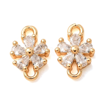 Brass Pave Clear Cubic Zirconia Connector Charms CU-CBAEC99-15G-1
